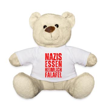 'Nazis essen heimlich Falafel' - Anti Rassismus! - Teddy - Weiß - Vorne