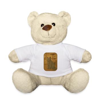 Vintage Katzenplakette Illustration - Teddy - Weiß - Vorne