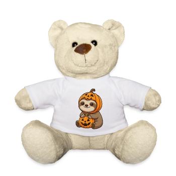 Cute Sloth Halloween Hat Pumpkin Cartoon October - Teddy Bear - white - Front