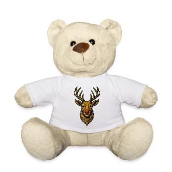 Vintage Christmas Reindeer - Teddy Bear - white - Front