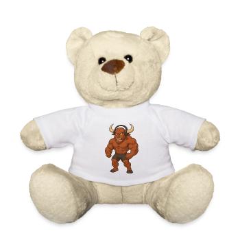 Bull Buffalo Muscular Beats Bodybuilding Sport - Teddy Bear - white - Front
