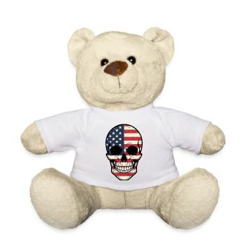 Powerful Skull Skull USA Biker Freedom - Teddy Bear - white - Front