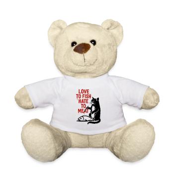 Love to Fish Hate to Meat Cat - Teddy - Weiß - Vorne