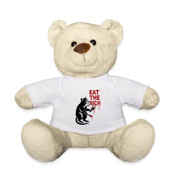 Chat noir avec poisson et brosse - Nounours - blanc - Devant