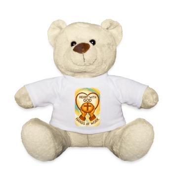 Le cœur avec Dieu – Les mains au travail - Nounours - blanc - Devant