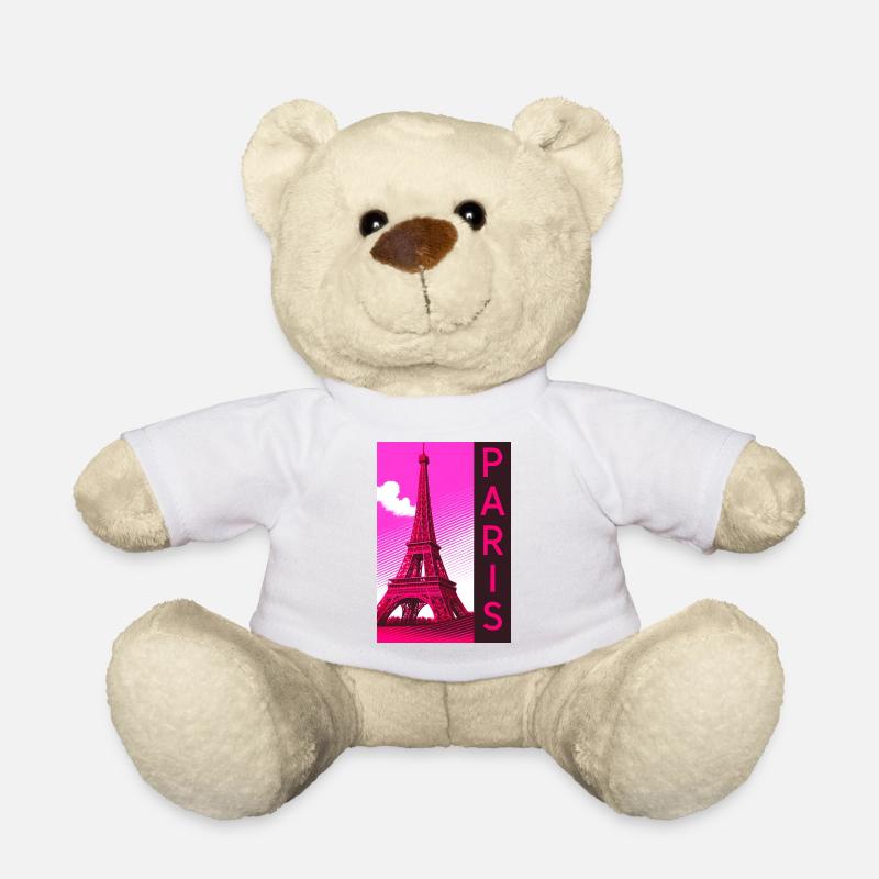 Paris Pink Eiffel Turm Retro - Teddy - Weiß