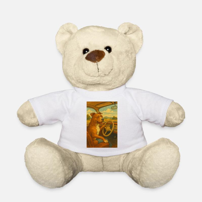 Chien à la Roue Vintage - Nounours - blanc