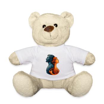 Couple of water and fire turned over with tree roots - Teddy Bear - white - Front