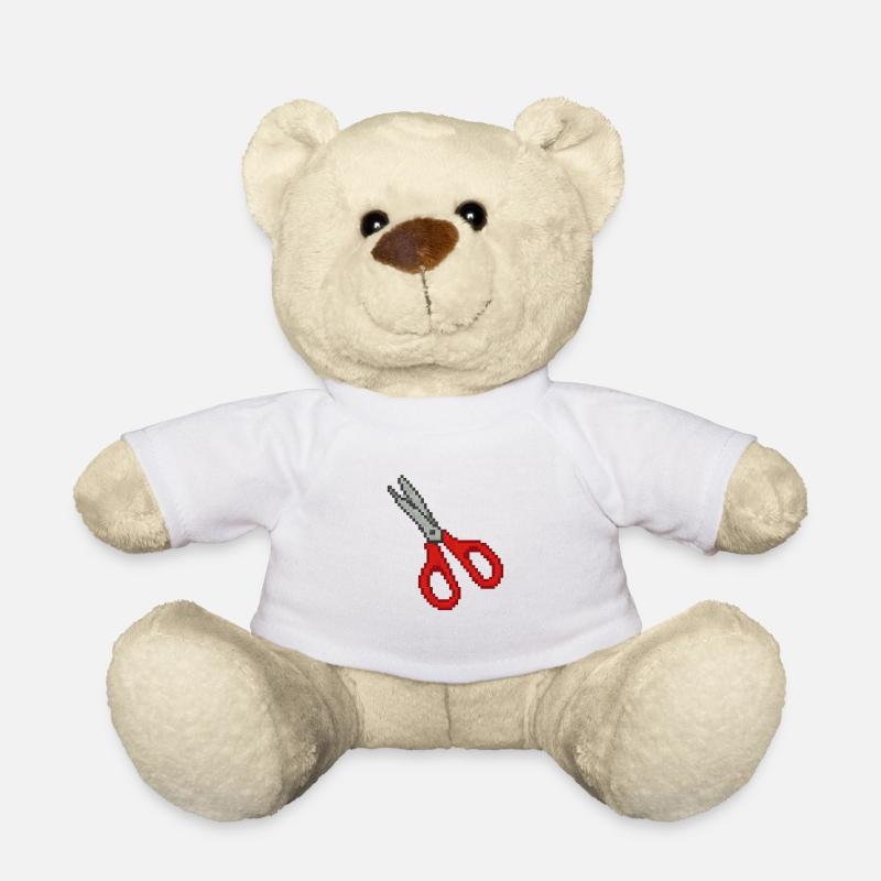 Scissors Retro Red - Teddy Bear - white