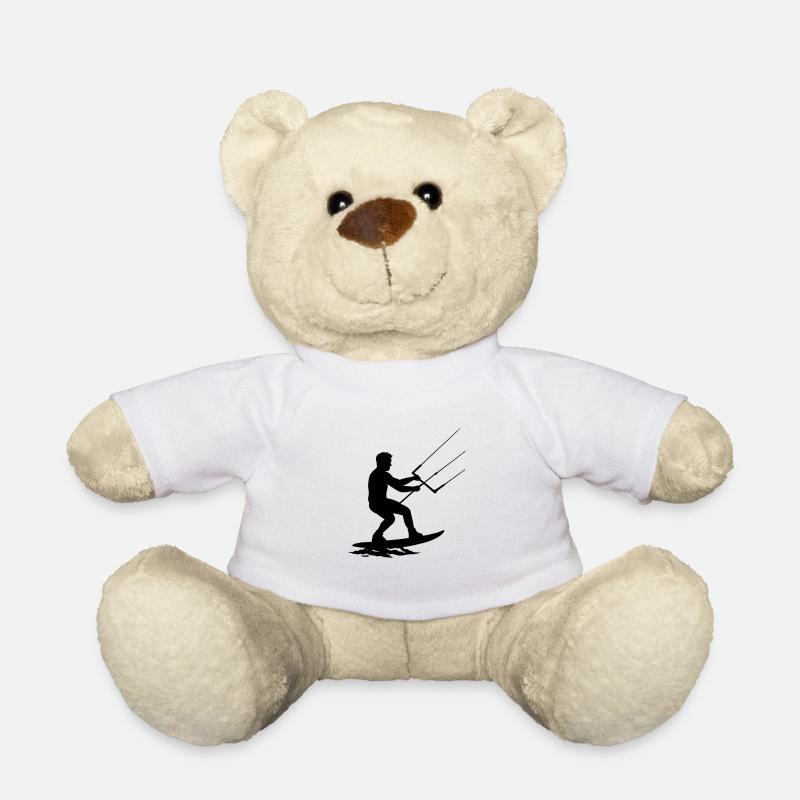 Cooler Kitesurfer in Aktion – Dynamische Silhouett - Teddy - Weiß
