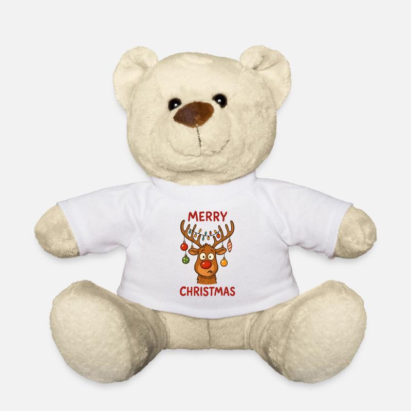 Rudolph mit Lichterketten Weihnachten - Teddy - Weiß
