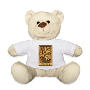 Daffodil Vintage Floral - Teddy Bear - white - Front