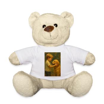 Kind und Hund im malerischen Licht - Teddy - Weiß - Vorne