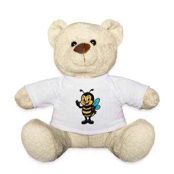 Fröhliche Honigbiene Cartoon Mascot - Teddy - Weiß - Vorne