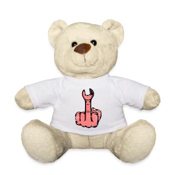 Mittelfinger Stinkefinger Schraubschlüssel Design - Teddy - Weiß - Vorne