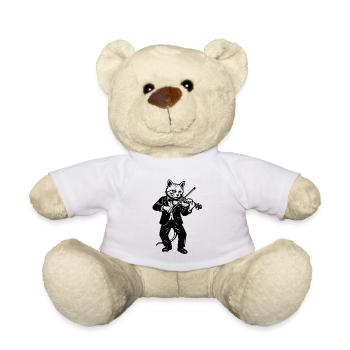 Cat violinist in an elegant suit - Teddy Bear - white - Front