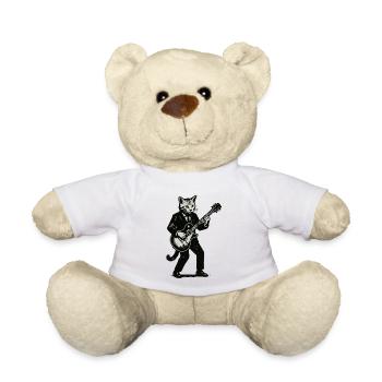 Cat guitarist in suit with guitar - Teddy Bear - white - Front