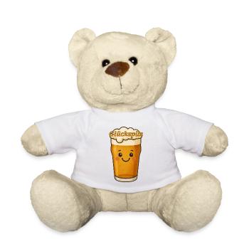 Happy Beer – Cute „Glückspils“ Cartoon Design - Teddy - Weiß - Vorne