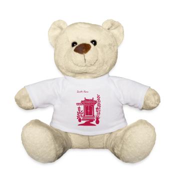 Porte du temple coréen en rose - Nounours - blanc - Devant