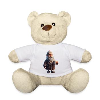 Grumpy Winter Grandpa with Coffee Mug Santa - Teddy Bear - white - Front