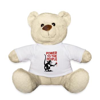 Power to the People Cat Painting - Teddy Bear - white - Front