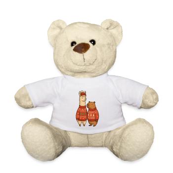 Duo de pulls de Noël Lama et Cabibara - Nounours - blanc - Devant