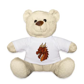 Fiery Dragon Head Cartoon - Teddy Bear - white - Front