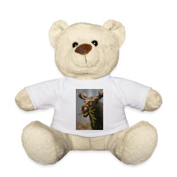 Moose in snow with spruce twigs - Teddy Bear - white - Front
