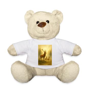 Goldhirschfamilie im Wald - Teddy - Weiß - Vorne