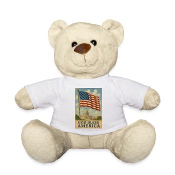 Gott segne Amerika Flaggenkunst - Teddy - Weiß - Vorne