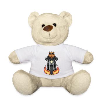 Cool Biker Capybara Motorcycle Flames - Teddy Bear - white - Front