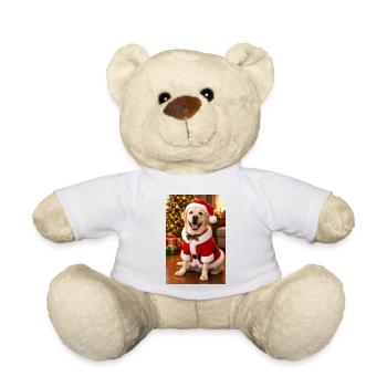 Christmas Dog in Santa Outfit - Teddy Bear - white - Front