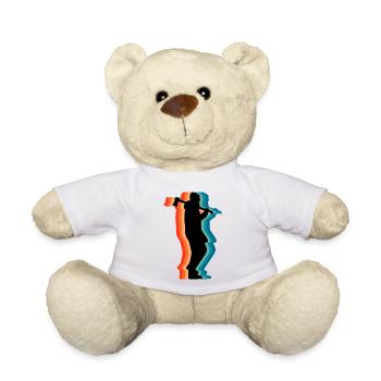 Retro Logging Worker Lumberjack Axe Silhouette Gif - Teddy Bear - white - Front