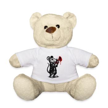Rat en costume avec une trompette rouge - Nounours - blanc - Devant
