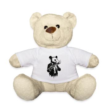 Rat in a suit plays flute - Teddy Bear - white - Front