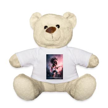 Dreadlock-Rock-Puppe mit rosa Gitarre - Teddy - Weiß - Vorne