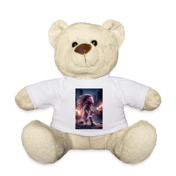 Dreadlock Doll Rocker auf rosa Gitarre - Teddy - Weiß - Vorne