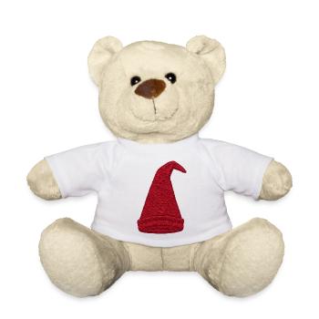 Gnome hat in embroidered look (printed) - Teddy Bear - white - Front