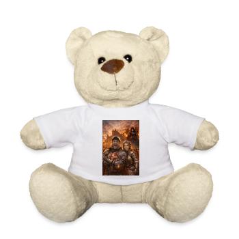 Couple de chevaliers et figure de feu - Nounours - blanc - Devant