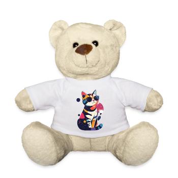 Motif pop art Chat avec lunettes de soleil Cool Cats - Nounours - blanc - Devant
