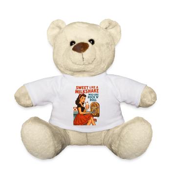 Sweet Milkshake & Rock n Roll : Pin-Up rétro des années 50 - Nounours - blanc - Devant