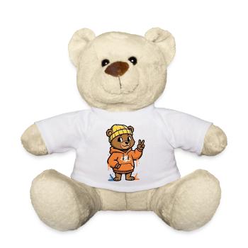 Little Bear Hoodie Peace Sign - Teddy Bear - white - Front