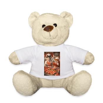 Mr. Wolf and Mr. Squirrel in a butcher's shop - Teddy Bear - white - Front