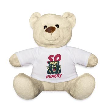 Hungry Bear With Cutlery - Teddy Bear - white - Front