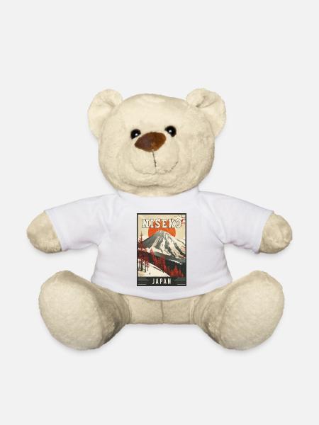 Winterparadies in Niseko Japan Vintage-Reisekunst - Teddy - Weiß