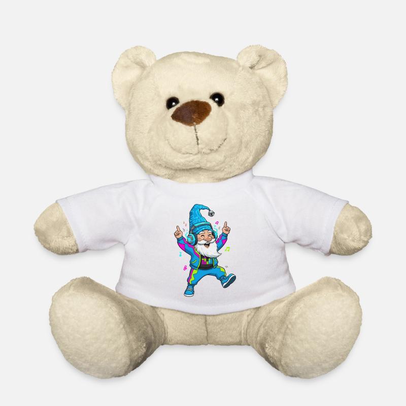 Technozwerg mit Kopfhörern - Teddy - Weiß