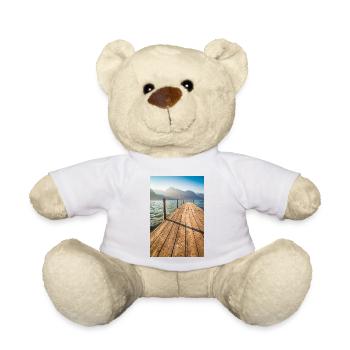 Holzsteg am Bergsee im Sonnenlicht - Teddy - Weiß - Vorne