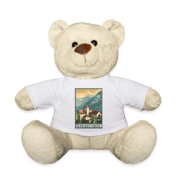 Art de voyage au château de Vaduz du Liechtenstein - Nounours - blanc - Devant