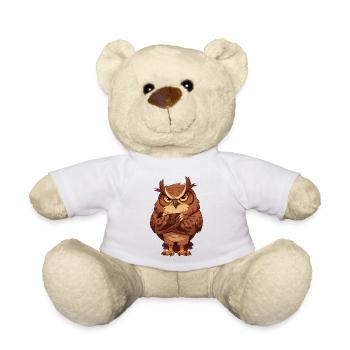 Grimmige Eule mit verschränkten Flügeln - Teddy - Weiß - Vorne