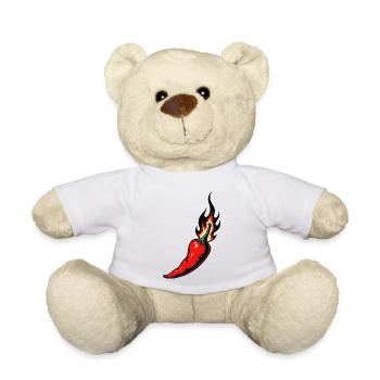 Red hot chili pepper with flames - Teddy Bear - white - Front
